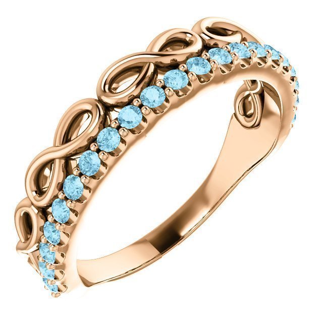 14 Karat Rose Gold Emerald Infinity Inspired Stackable Ring